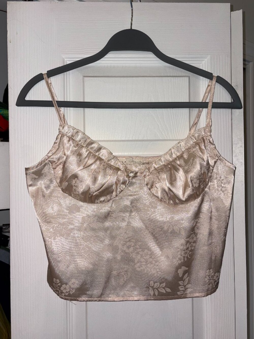 LA Hearts pink satin butterfly tank top
